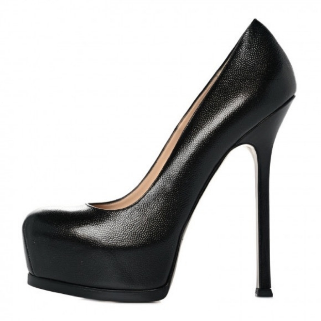 Yves Saint Laurent Tribute 105 Grainy Textured Black Pumps $795 41